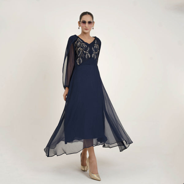 NAVY EMBROIDERED MAXI (SE22306MD30)