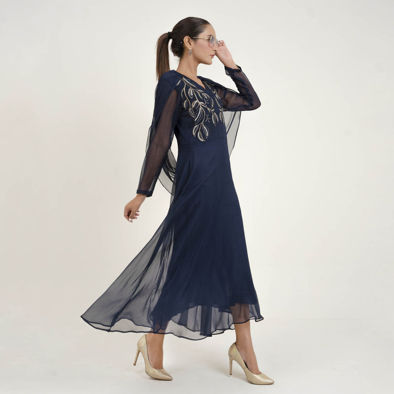 NAVY EMBROIDERED MAXI (SE22306MD30)