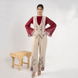SKIN EMBROIDERED TWO PIECE SUIT (SWD2312SU04)