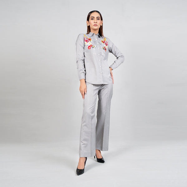 STRIPES EMBROIDERED TWO PIECE SUIT (SFA2210SU01)